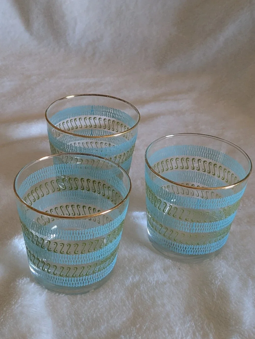 Rare HTF Vintage Libbey Phoenician Swirl Lowball Glasses Set